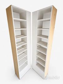 Coppia colonne scaffale alte e strette in legno