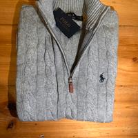 maglione polo ralph lauren grigio zip