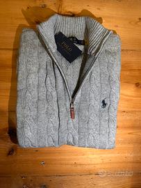 maglione polo ralph lauren grigio zip