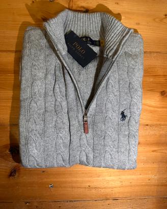 maglione polo ralph lauren grigio zip