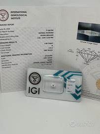 Diamante naturale certificato e blosterato IGI