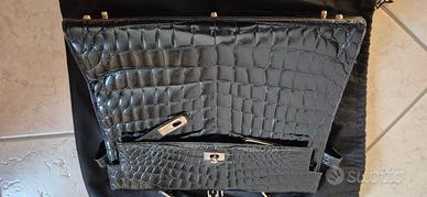 Borsa in coccodrillo nera Guido Borelli