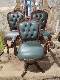 Trittico di Sedie per Ufficio Chester in Pelle