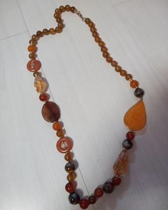 COLLANA PIETRE NATURALI AGATE E CITRINO (CERTIF.)