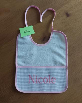 Bavaglino neonata Personalizzato nome NICOLE