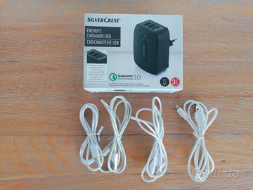 Caricatore USB + 4 cavi - Universale 