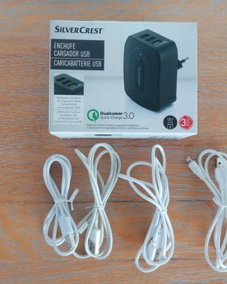Caricatore USB + 4 cavi - Universale 
