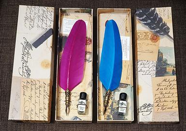 2 Confezioni Penna Calamaio Piuma MADE IN ITALY