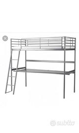 Letto singolo soppalco con scrivania e materasso