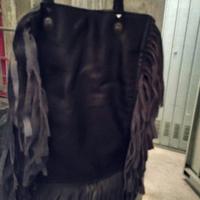 BORSA Donna nera Vera pelle con frange 