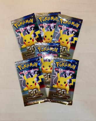 6 Bustine Pokémon 30esimo Anniversario