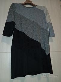 Abito Desigual Patchwork Grigio e Nero  L