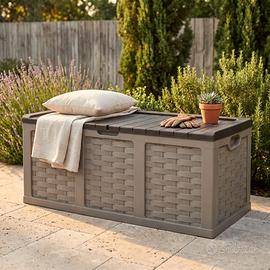 Baule da Esterno in Plastica Wicker Marrone 157 cm