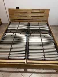 Letto, 2 reti, 2 comodini rovere naturale