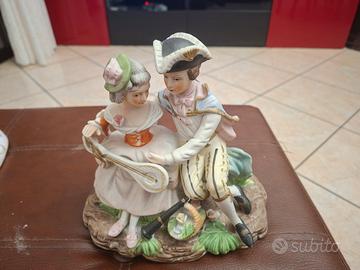 Statuina coppia galante con mandolino - Vintage