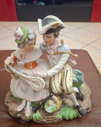 Statuina coppia galante con mandolino - Vintage