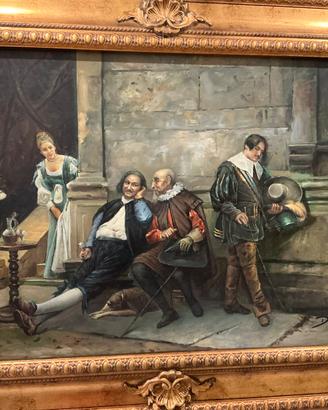 Quadro antico olio su tela firmato De Leyk