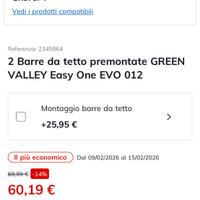 2 barre da tetto Green valley easy One  Evo 012
