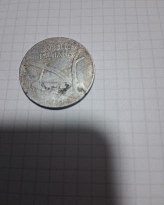 moneta 10 lire italiana del 54 con errore di conio