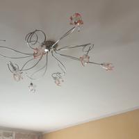 LAMPADARIO IN ACCIAIO CON VETRO DI MURANO