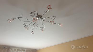 LAMPADARIO IN ACCIAIO CON VETRO DI MURANO