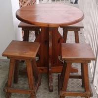 Tavoli  legno e sgabelli (separabili,  piu' pz.)  