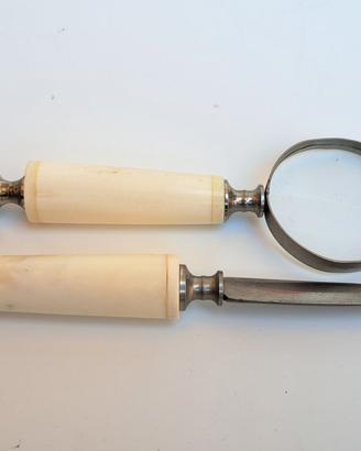Set scrivania vintage: Lente d'ingrandimento e tag
