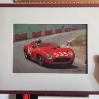 Quadro olio P. Fiori Mille Miglia Ferrari Taruffi