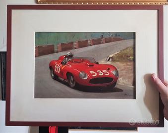 Quadro olio P. Fiori Mille Miglia Ferrari Taruffi
