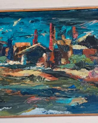 Quadro olio su cartoncino Biagio Biasi