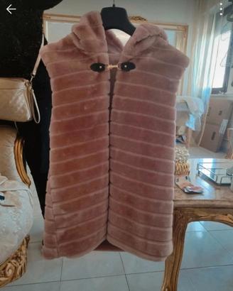 gilet pelliccia rosa tg u