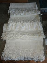 4 asciugamani  di lino con merletto all uncinetto