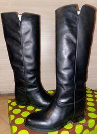 Stivale alto pelle vera