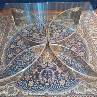 Tavolino vintage anni '70 in vetro e metallo