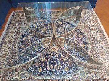 Tavolino vintage anni '70 in vetro e metallo