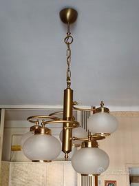 lampadario vintage oro e vetro