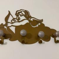 Appendiabiti da parete ottone e pomelli legno