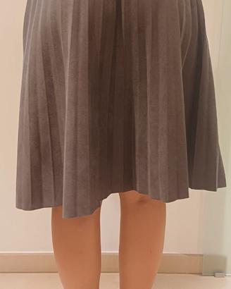 Gonna plissettata scamosciata/suede