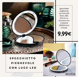 Specchietto pieghevole con luce LED 