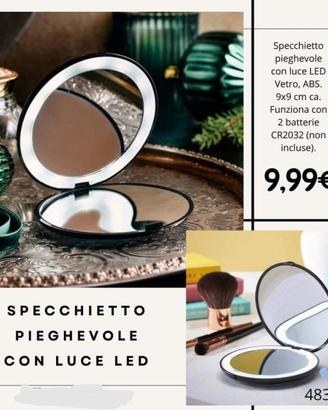 Specchietto pieghevole con luce LED 