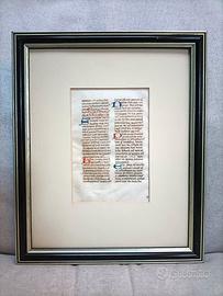 Foglio MANOSCRITTO MEDIEVALE 1450 ca. su Pergamena