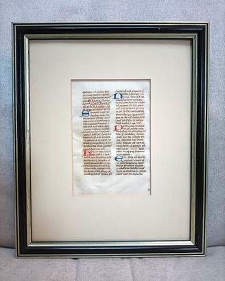 Foglio MANOSCRITTO MEDIEVALE 1450 ca. su Pergamena