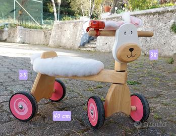 Triciclo cavalcabile legno peluchoso