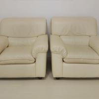 coppia poltrone in vera pelle avorio 