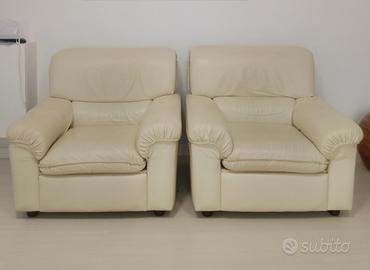 coppia poltrone in vera pelle avorio 