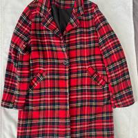 Cappotto tartan rosso donna lana Made in Italy