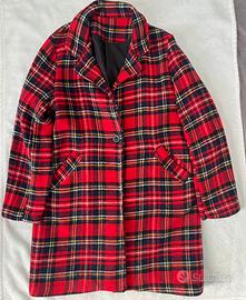 Cappotto tartan rosso donna lana Made in Italy