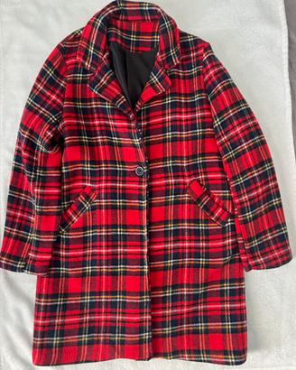 Cappotto tartan rosso donna lana Made in Italy