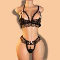 Set intimo donna in pizzo nero 2 pezzi Elegante