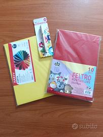 Kit cartoncino colorato, feltro colorato e penna